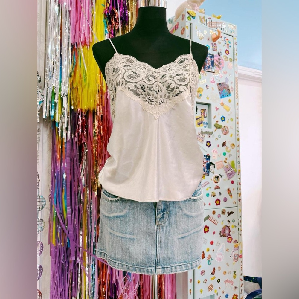 Vintage 80s lace lingerie tank